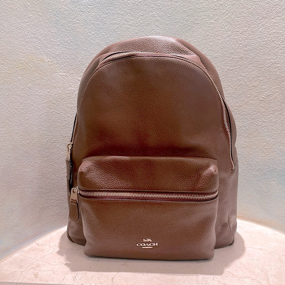Coach Charlie Leather Backpack Tan color